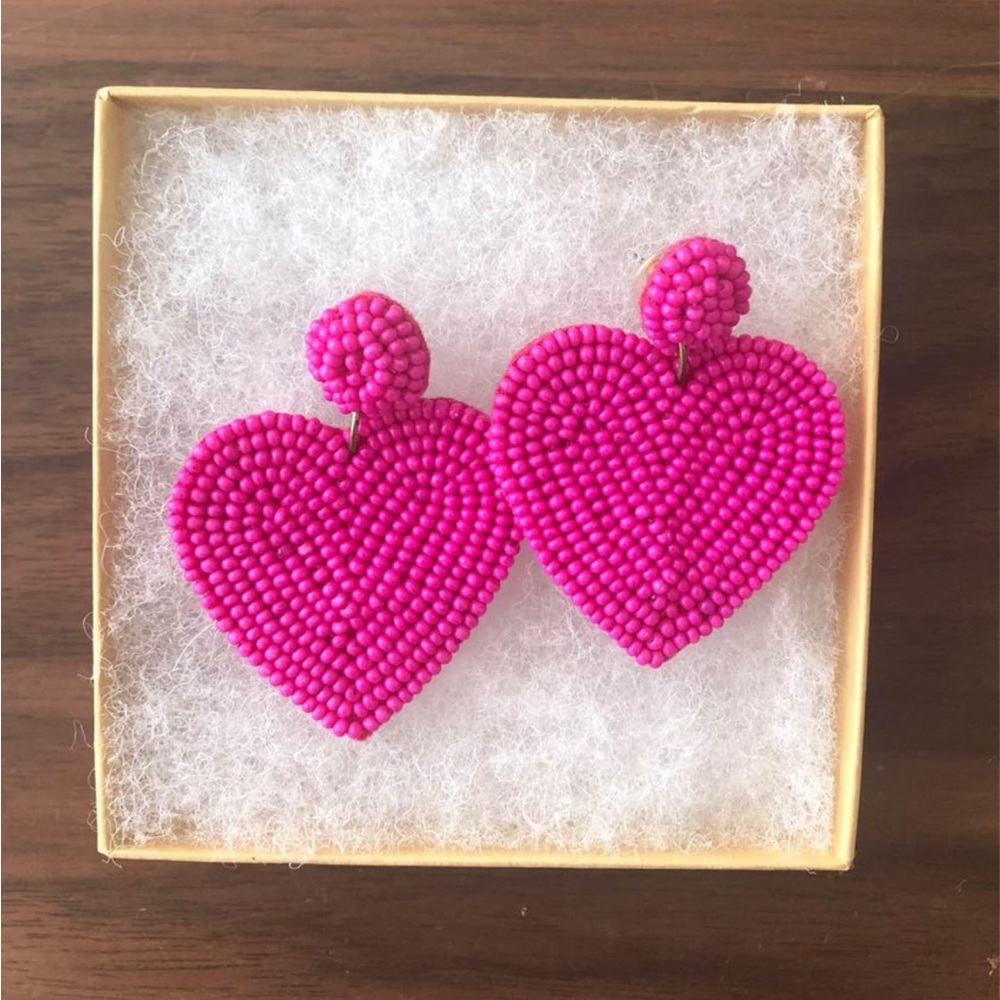 Pink heart shape earrings